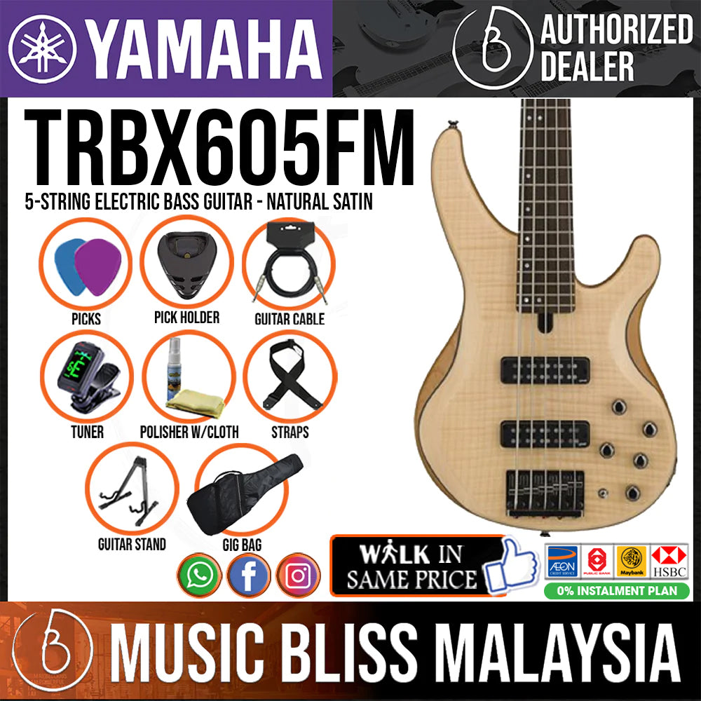 Yamaha TRBX605FM 5-string Electric Bass Guitar - Natural Satin