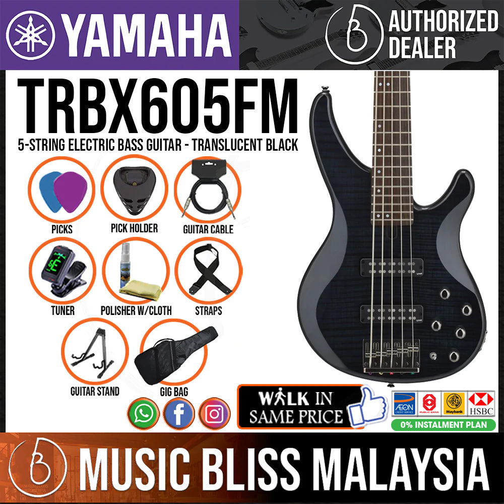 Yamaha TRBX605FM 5-string Electric Bass Guitar - Translucent Black