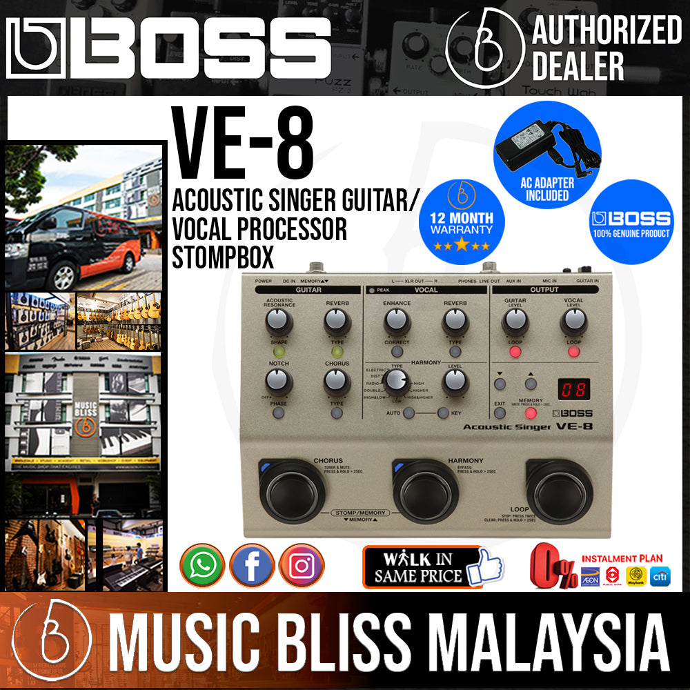 Boss VE-8 Acoustic Singer Guitar/Vocal Processor Stompbox | Music