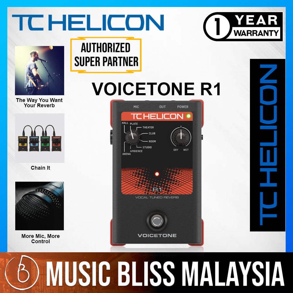 TC-Helicon VoiceTone R1 Vocal Reverb Pedal | Music Bliss Malaysia