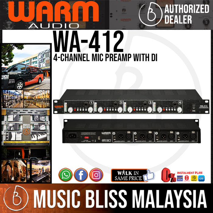 Warm Audio WA-412 4-channel Mic Preamp with DI | Music Bliss Malaysia