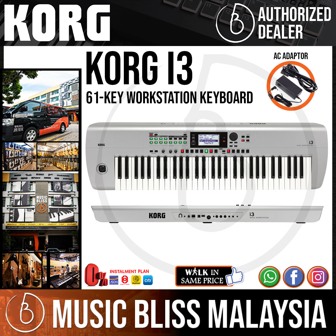 Korg i3 Workstation Keyboard - Matte Silver with 0% Instalment