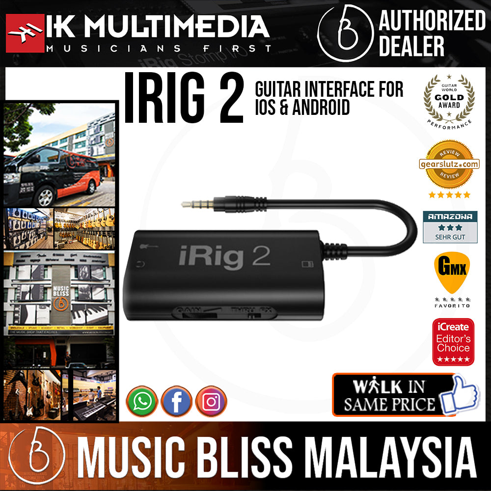 IK Multimedia iRig 2 Guitar Interface for iOS and Android