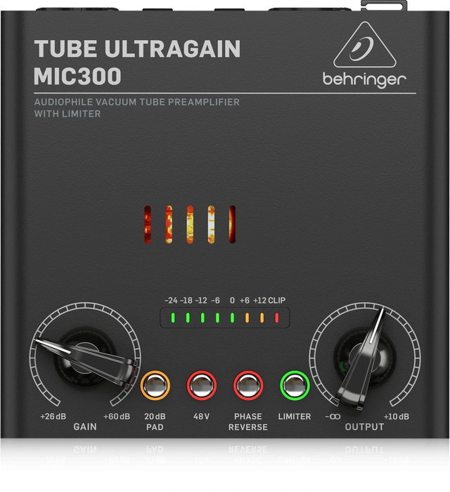 Behringer MIC300 Audiophile Vacuum Tube Preamplifier with Limiter (MIC-300 / MIC 300) - Music Bliss Malaysia