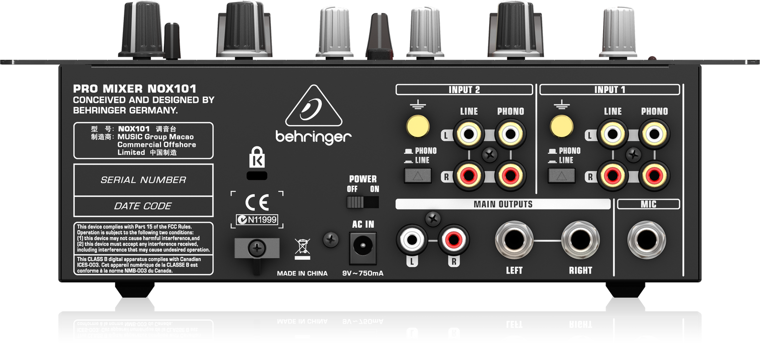 Behringer Pro Mixer NOX101 2-channel DJ Mixer (NOX-101 / NOX 101) - Music Bliss Malaysia