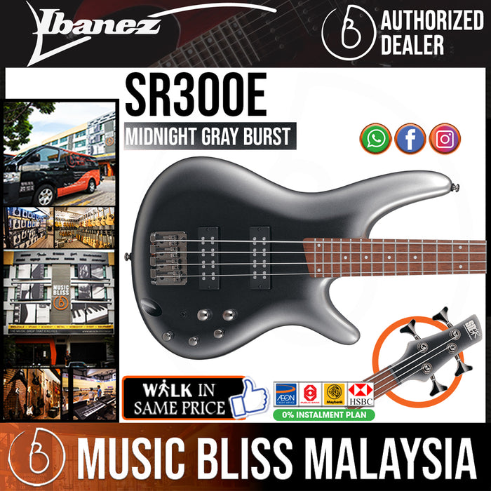 Ibanez Standard SR300E Bass Guitar - Midnight Gray Burst - Music Bliss Malaysia