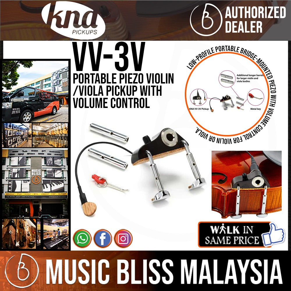 KNA VV-3V Portable Piezo Violin/Viola Pickup With Volume Control - Ebony