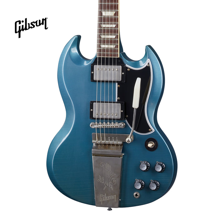 GIBSON 1964 SG STANDARD REISSUE W/ MAESTRO ULTRA LIGHT AGED ELECTRIC GUITAR - PELHAM BLUE - Music Bliss Malaysia